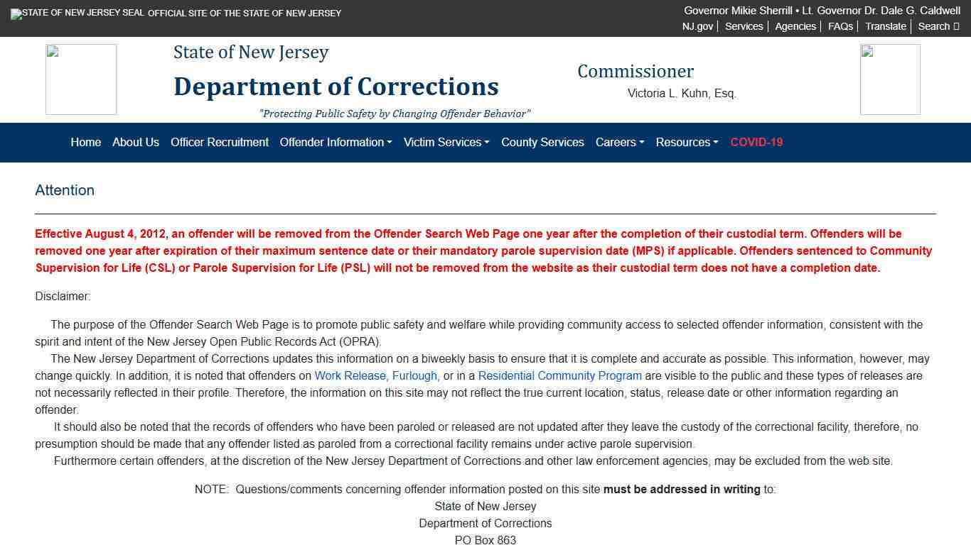 New Jersey Department of Corrections
